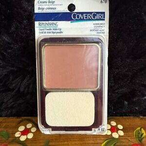 Vtg SEALED CoverGirl Replenishing Liquid‎ Powder MakeUp Compact Creamy Beige 670
